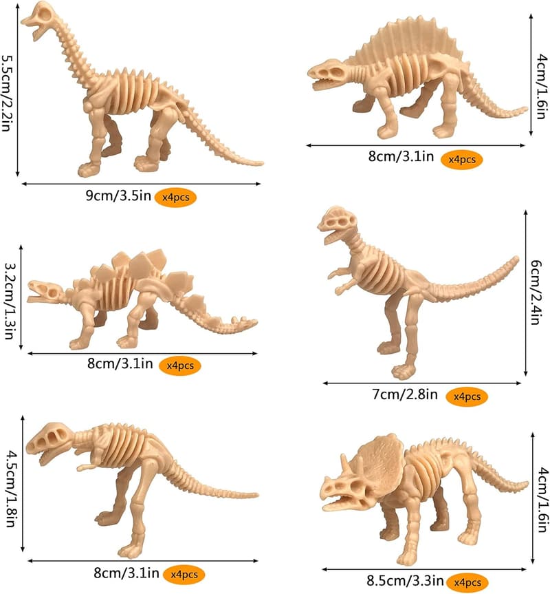 Dinosaur Skeleton Toy Set - 36 Assorted Fossil Figures