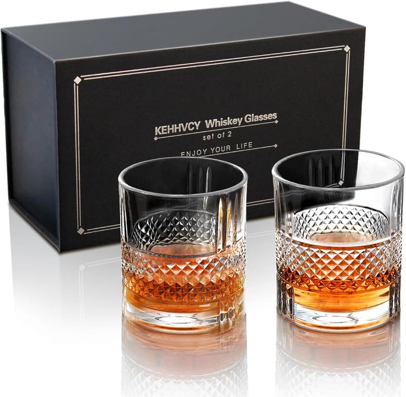 Whiskey Glass Set of 2 - 11 oz Gift Boxed for Men