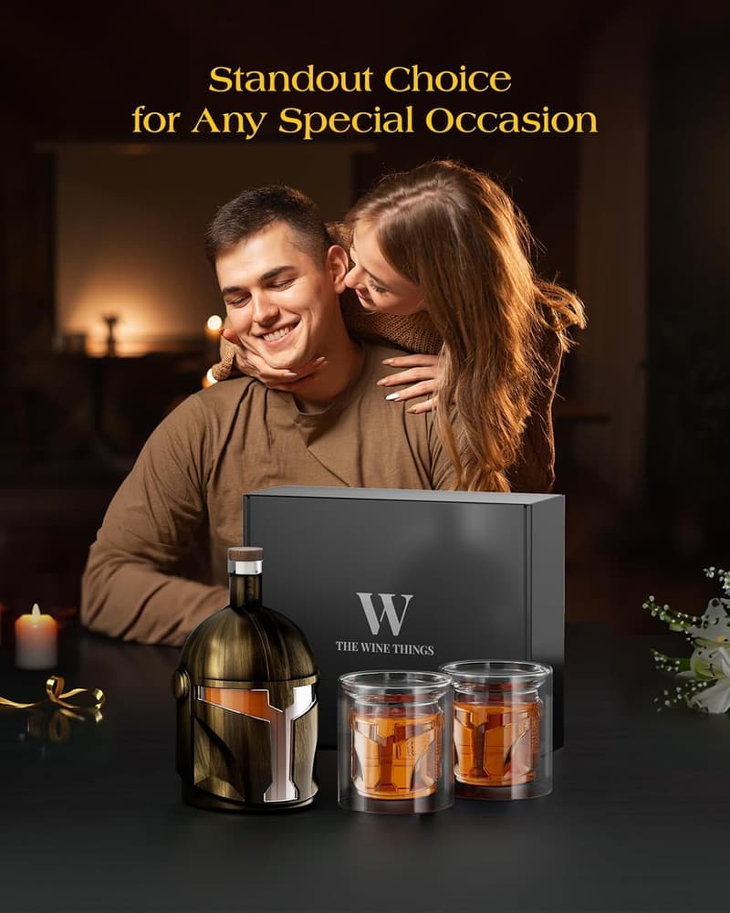 Galaxy Whiskey Decanter Set - Handmade 34 Oz with Two Glasses