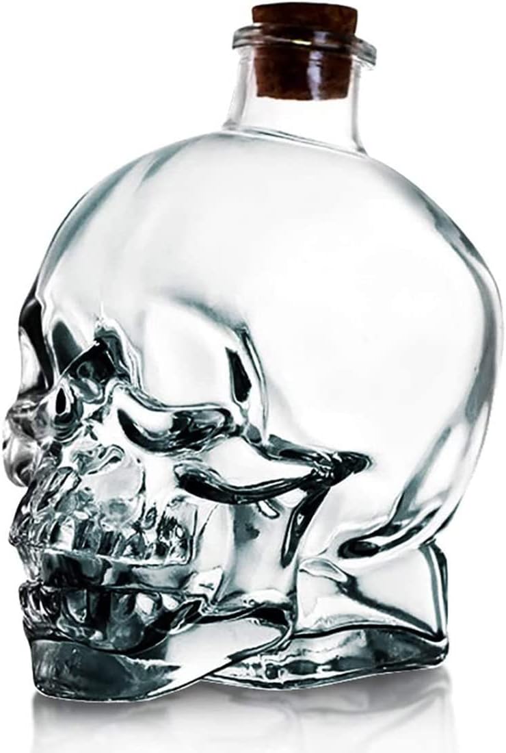 Skull Glass Decanter with Airtight Stopper - Novelty Drinkware Gift
