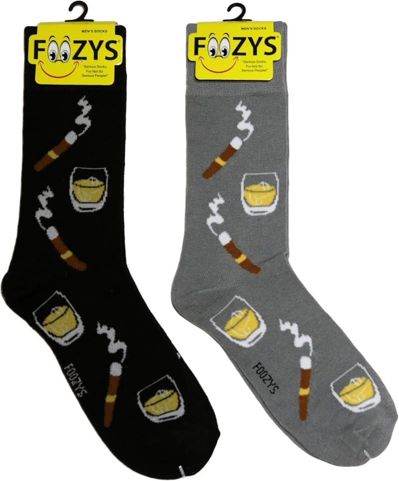 Late Night Party Socks for Men | Scotch & Cigars Theme - 2 Pairs