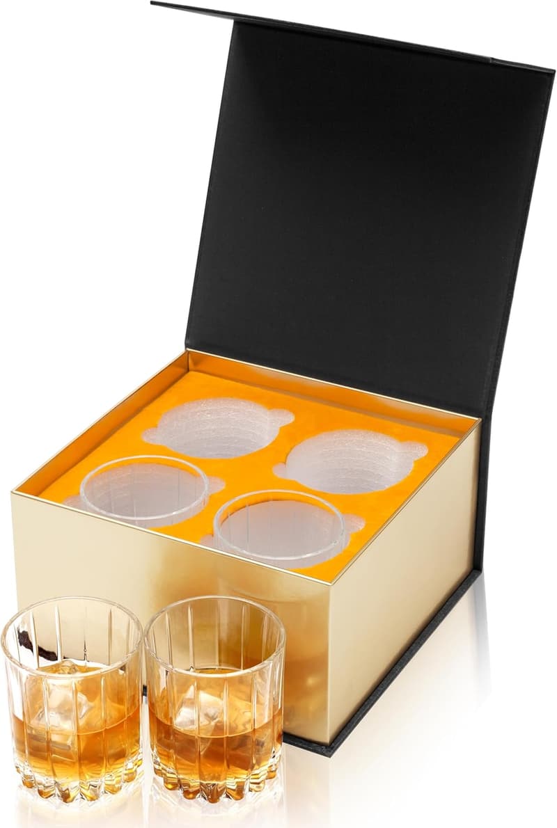 Premium Crystal Whiskey Glasses Set - 10 Oz in Elegant Gift Box
