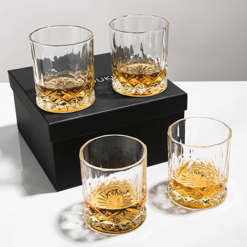 Old Fashioned Whiskey Glass Set, 11 oz Crystal, Men’s Gift (4 Pack)