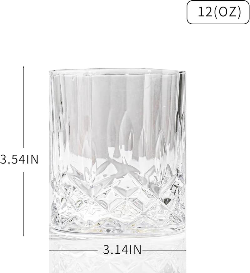 Old Fashioned Whiskey Glass Set, 11 oz Crystal, Men’s Gift (4 Pack)