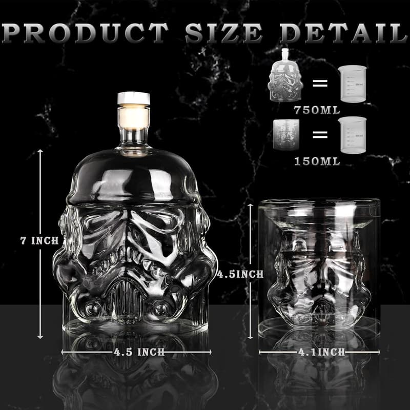 Whiskey Decanter Set with 4 Glasses & Funnel - 1000ML Gift for Couples