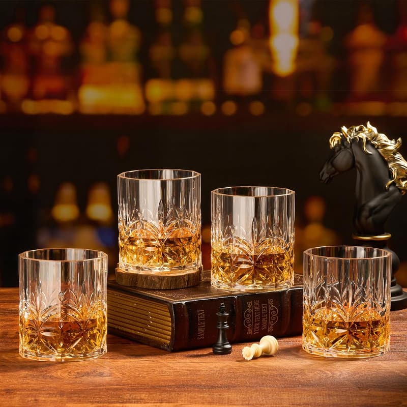 Set of 6 Unbreakable 14 oz Whiskey Glasses - BPA-Free, Dishwasher Safe