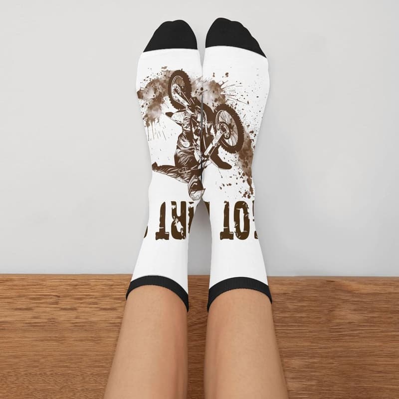 Men's & Women's 3D Printed Dirt Bike Racing Crew Socks