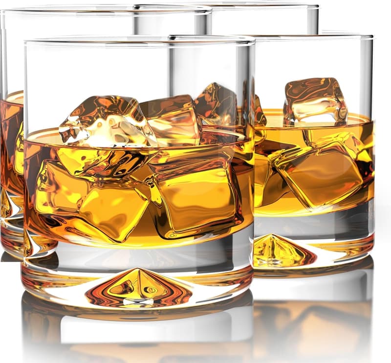 10oz Crystal Old Fashioned Whiskey Glasses - Set of 4