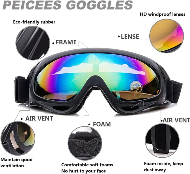 13PCS Motorcycle Set with UV Protection Goggles & Skull Masks