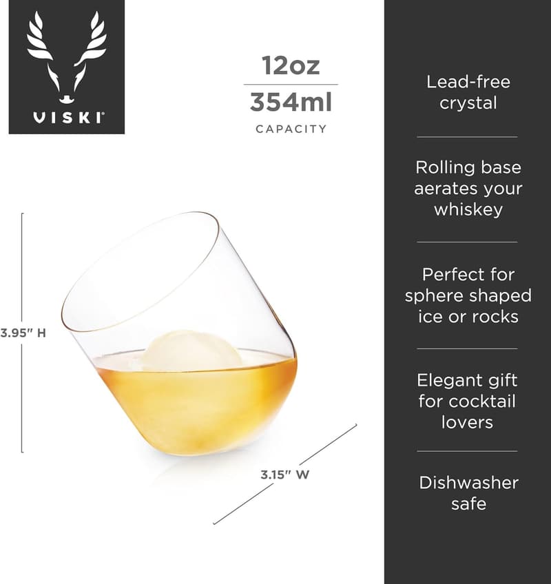 Premium Crystal Whiskey Tumblers Set - 12 oz Lowball Glasses