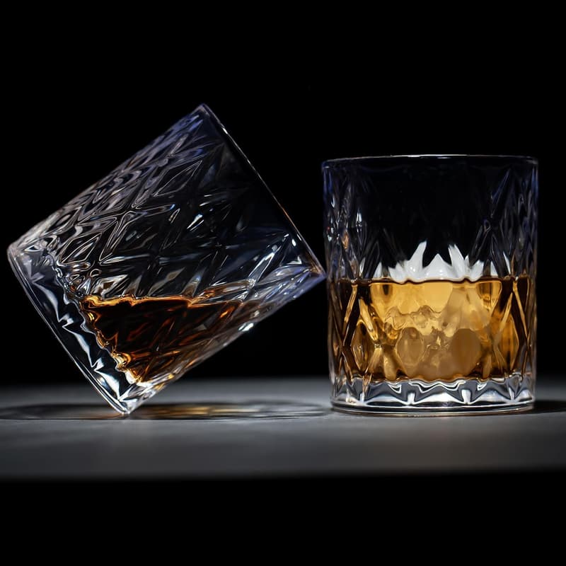 Set of 6 Crystal Old Fashioned Whiskey Glasses - 10oz, Gift Boxed