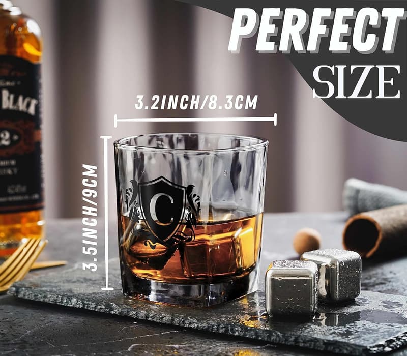 Personalized Whiskey Glass with Stones - Perfect Gift for Dad