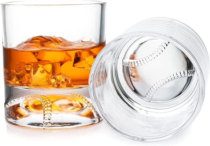 Baseball Themed Whiskey Glass - 12oz Gift for Dad