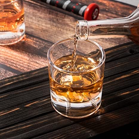 Baseball Themed Whiskey Glass - 12oz Gift for Dad