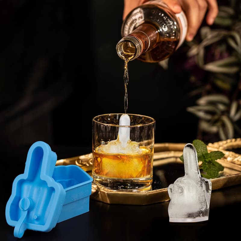 Fun Middle Finger Ice Cube Mold - Easy-Release Silicone, BPA Free
