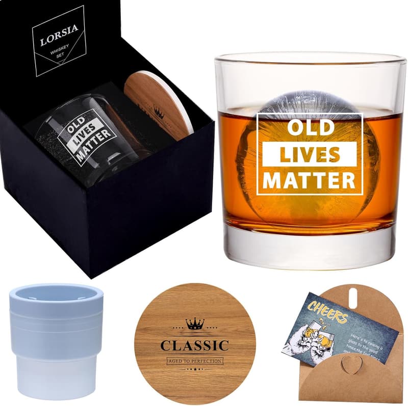 Father's Day Gift: Old Lives Matter Whiskey Glass Set