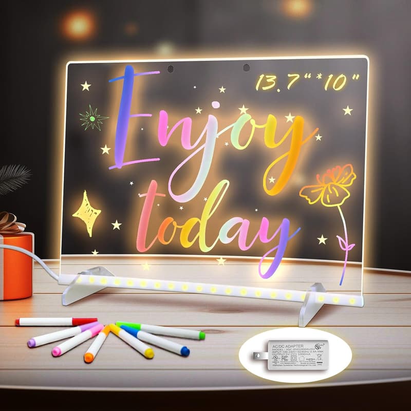 LED Note Board with 7 Colors - 4 Modes, Kids' Dry Erase Display