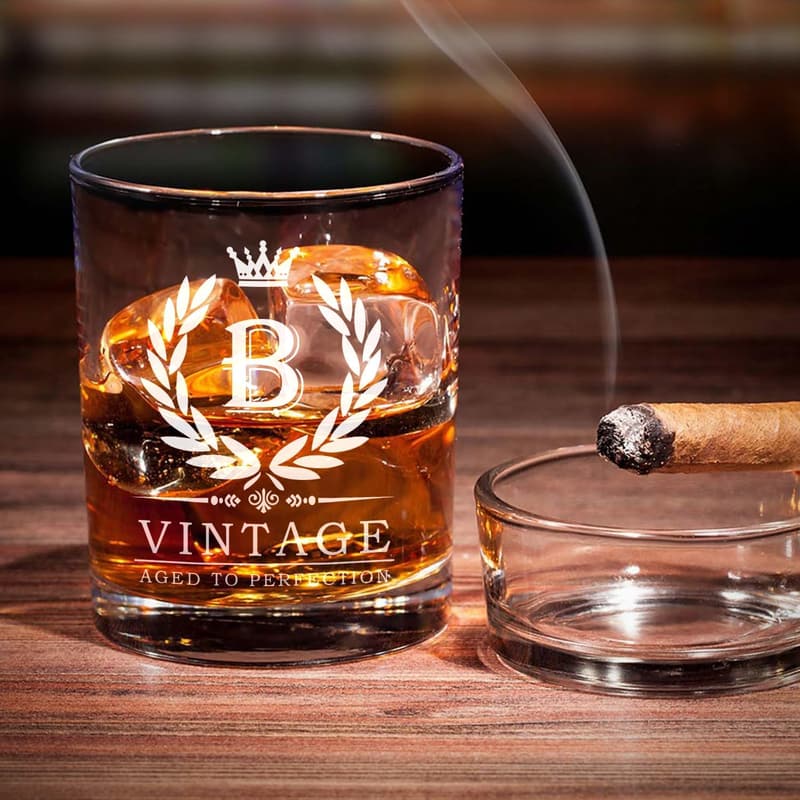 Personalized 11oz Whiskey Glass - Custom Monogram Gift for Dad