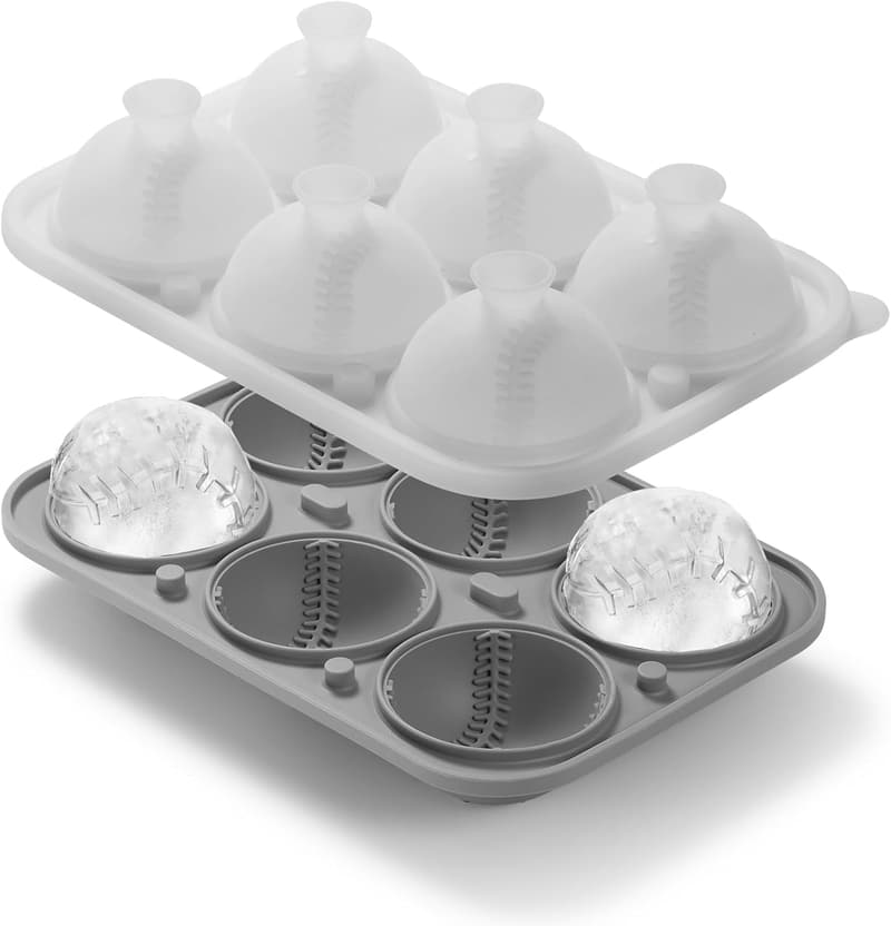 Large Baseball Silicone Ice Cube Tray for Cocktails & Whiskey Gifts