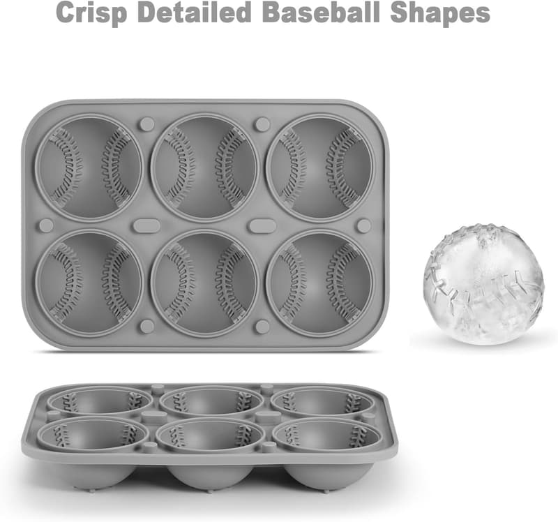 Large Baseball Silicone Ice Cube Tray for Cocktails & Whiskey Gifts