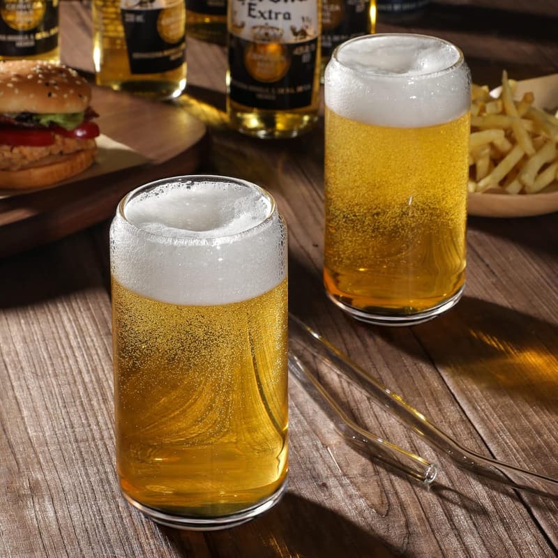 Cute Highball Glasses Set with Straws - 16oz, 4pcs