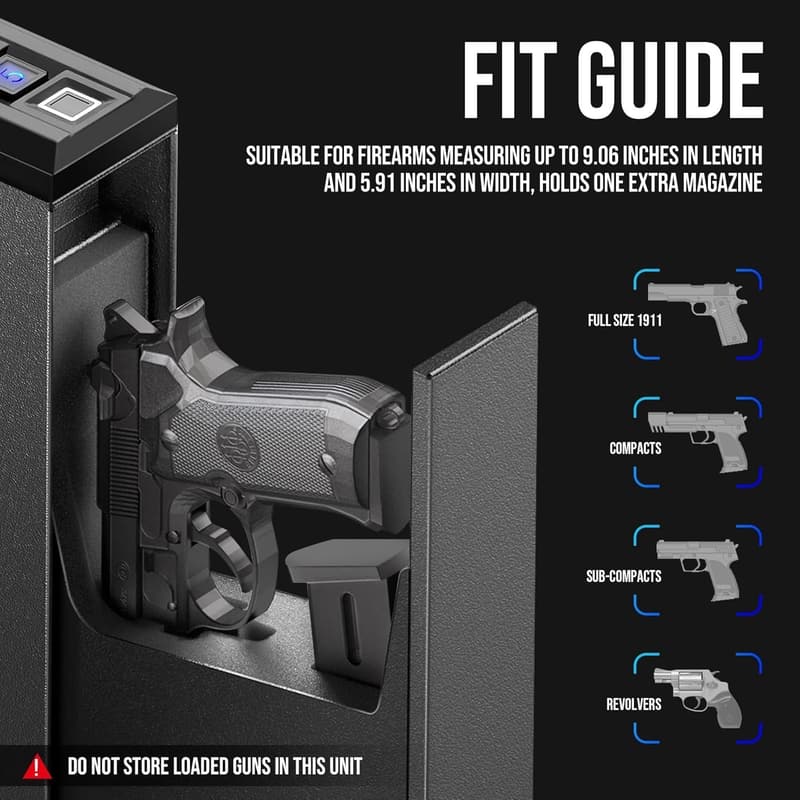 Biometric Handgun Safe with Quick Access and Fingerprint Lock