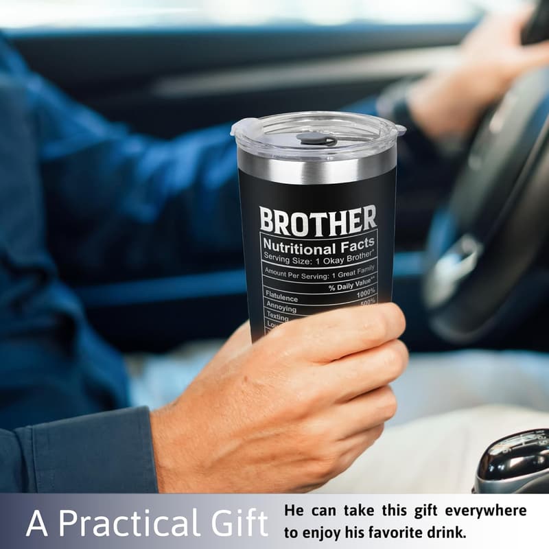 Funny Birthday & Father's Day Gift for Brother - 20 oz Black Tumbler