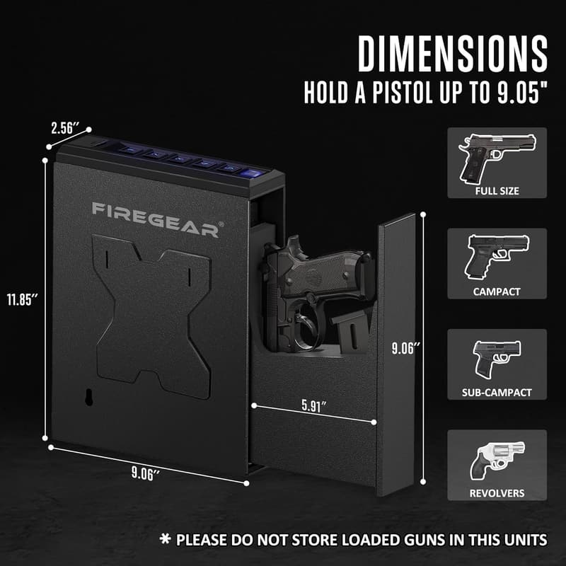 Biometric Gun Safe - Compact Childproof Storage for 20 Users