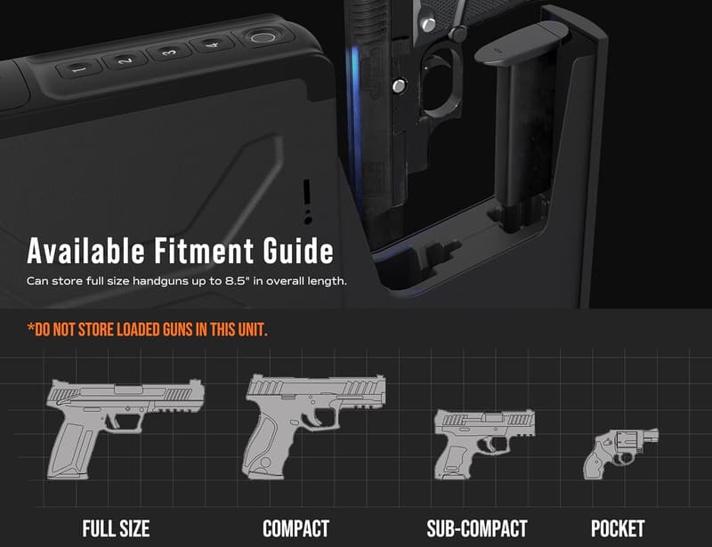Biometric Handgun Safe with Quick Access Sliding Door