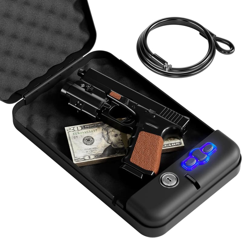 Compact Electronic Pistol Safe with Silent Mode for Travel