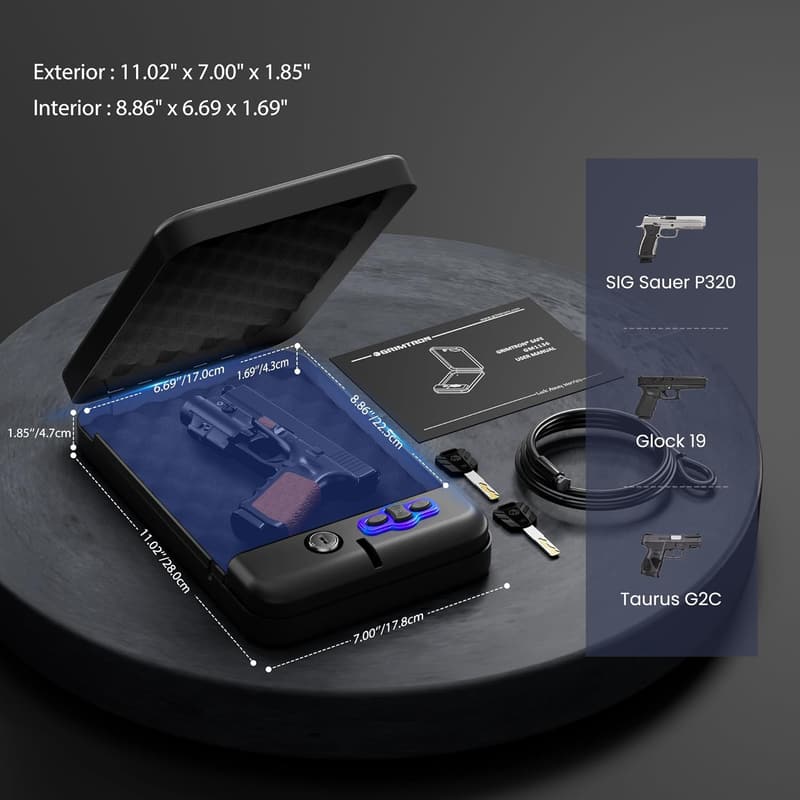 Compact Electronic Pistol Safe with Silent Mode for Travel
