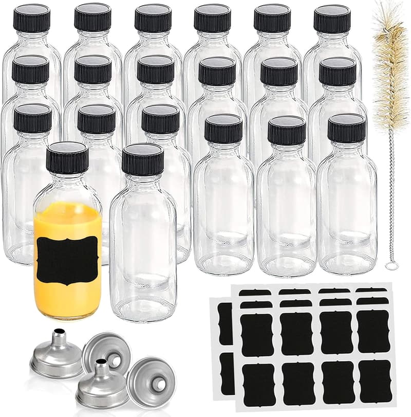 120ml Reusable Shot Bottles with Caps - 20 Pack