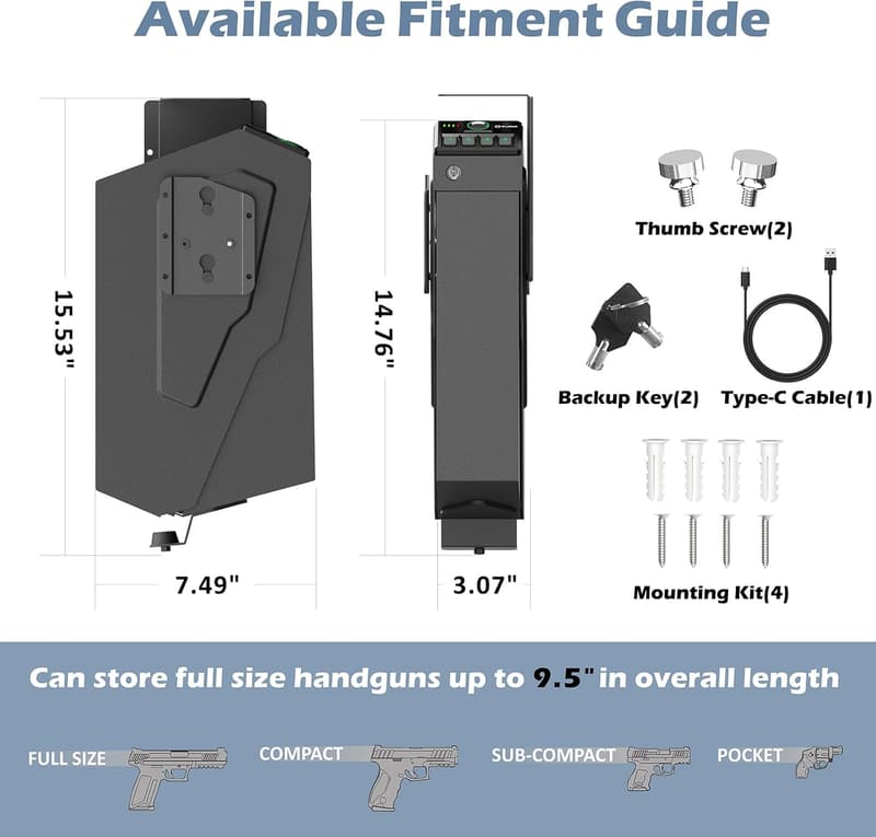 Biometric Quick-Access Pistol Safe for Nightstand