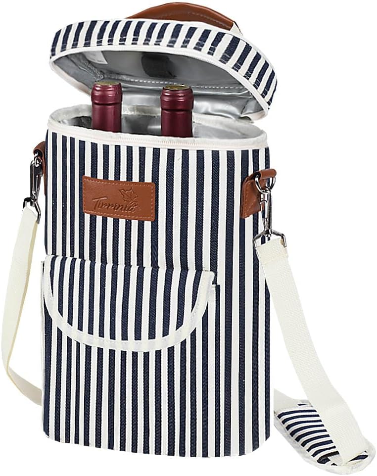 Wine Lover's Insulated Wine Tote with Pockets - Leakproof and Travel-Friendly
