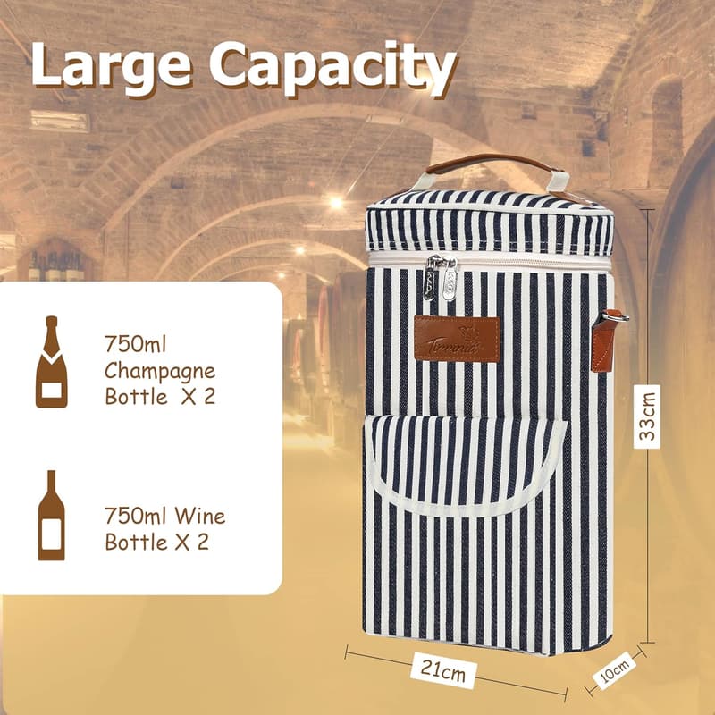 Wine Lover's Insulated Wine Tote with Pockets - Leakproof and Travel-Friendly