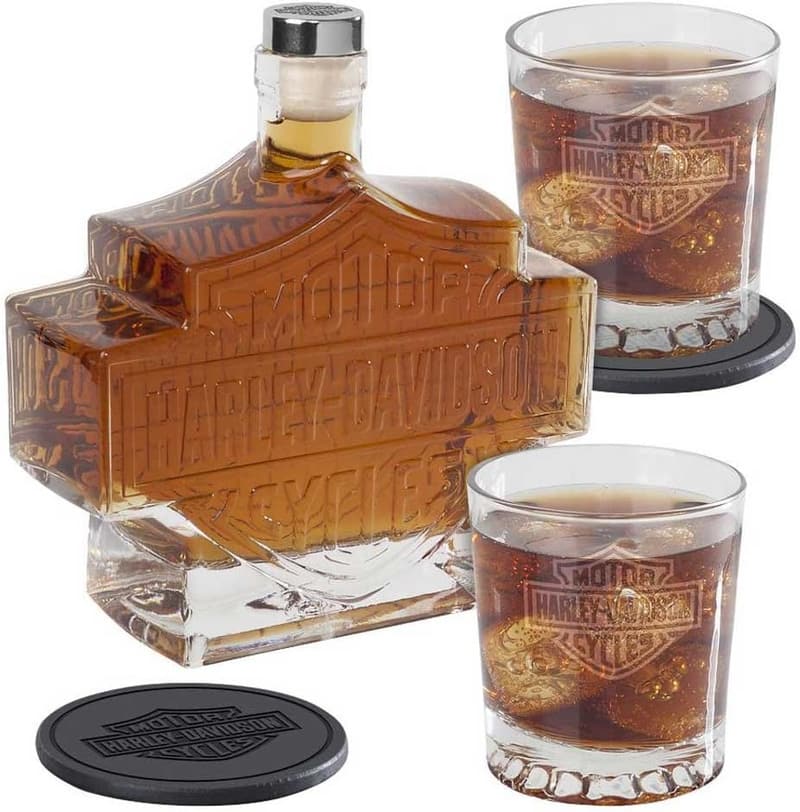 Harley-Davidson Hand Blown Bar & Shield Decanter Set
