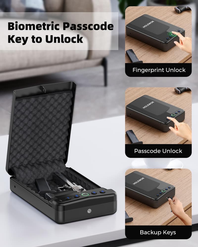 Portable Biometric Gun Safe for Handguns - Quick Access Case