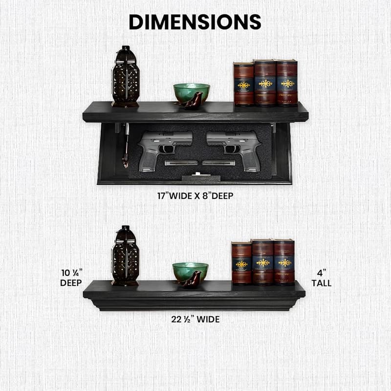Compact Gun Shelf with Trap Door and RFID Lock - Ebony