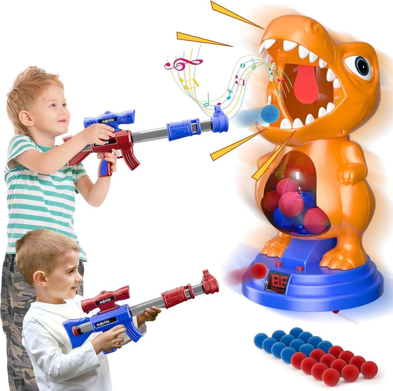 Dinosaur Shooting Game with Air Pump Guns, LED Scoreboard