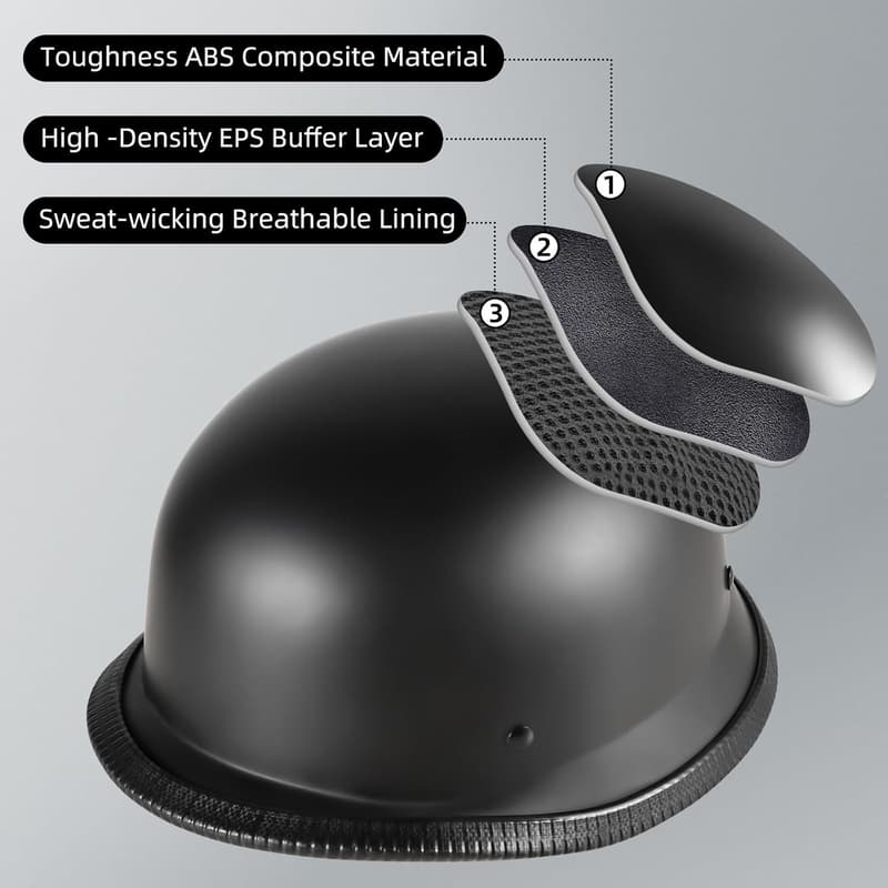 DOT Approved German Style Half Shell Motorcycle Helmet for Adults
