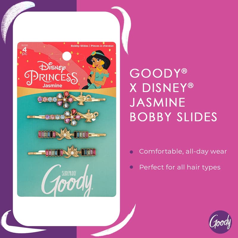 Disney Princess Jasmine Slideproof Bobby Pins - 4 Count