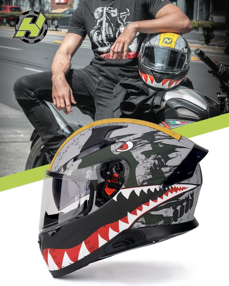 Lightweight DOT Approved Full Face Motorcycle Helmet for Adults