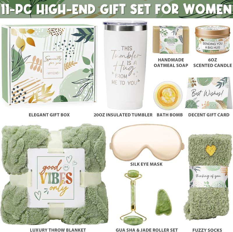 Get Well Soon Spa Gift Basket for Women with Blanket