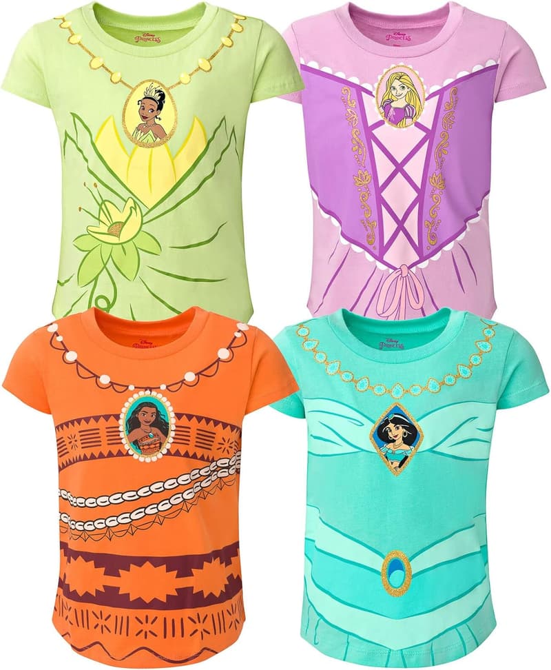 Disney Princess T-Shirt Set for Kids (4 Pack)