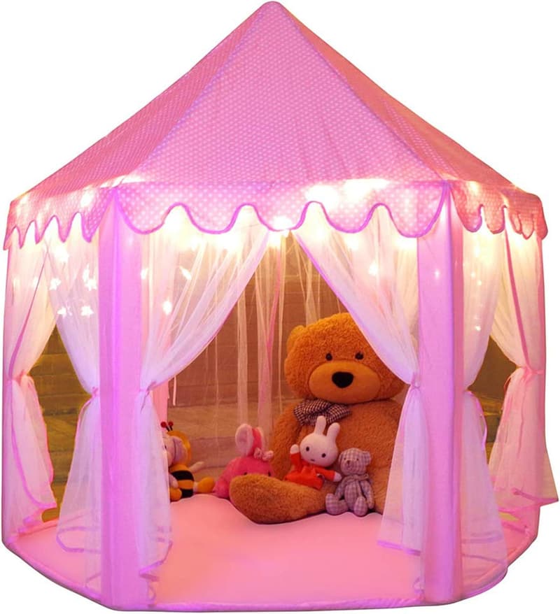 Girls' Playhouse Castle Tent with Star Lights - Indoor/Outdoor
