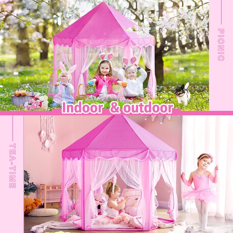 Girls' Playhouse Castle Tent with Star Lights - Indoor/Outdoor