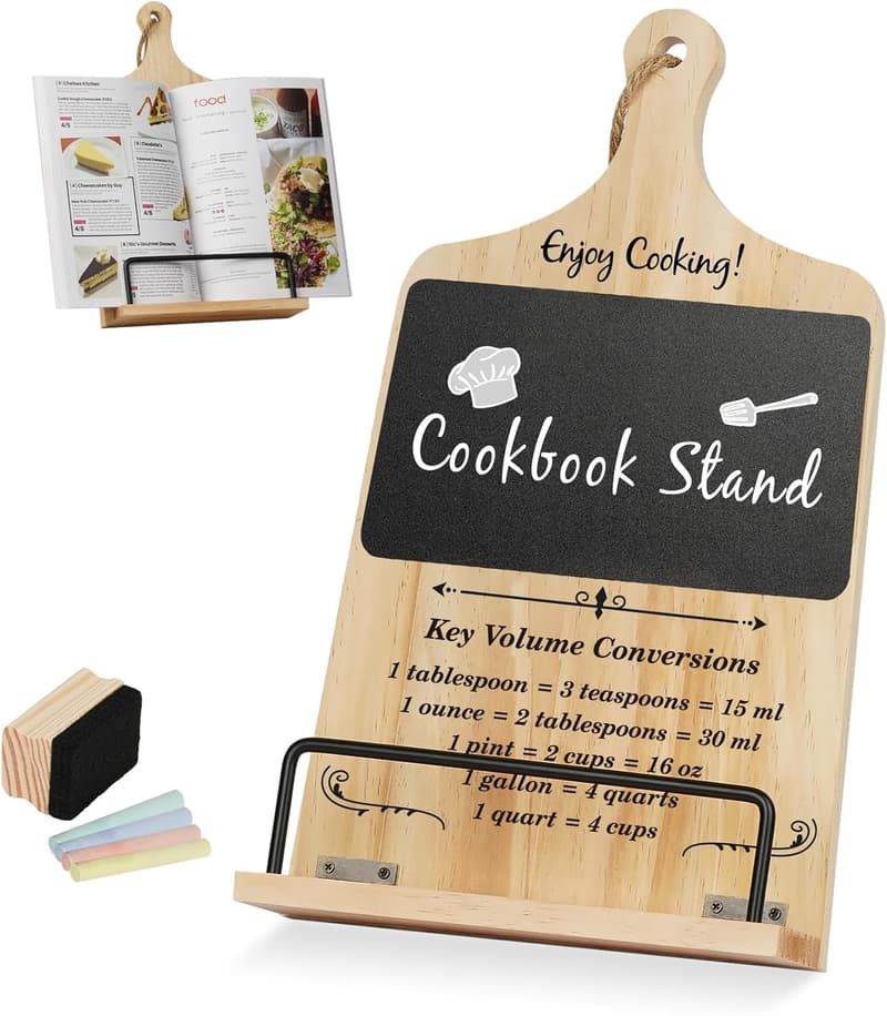 Birthday Cookbook Stand with Chalkboard Eraser for Women