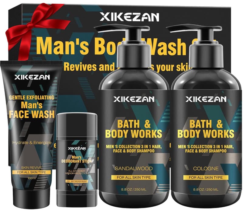 Men's Holiday Body Wash Gift Set with Sandalwood Cologne