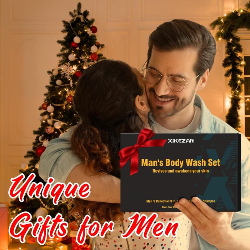 Men's Holiday Body Wash Gift Set with Sandalwood Cologne