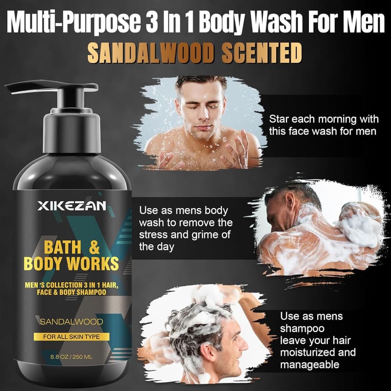 Men's Holiday Body Wash Gift Set with Sandalwood Cologne